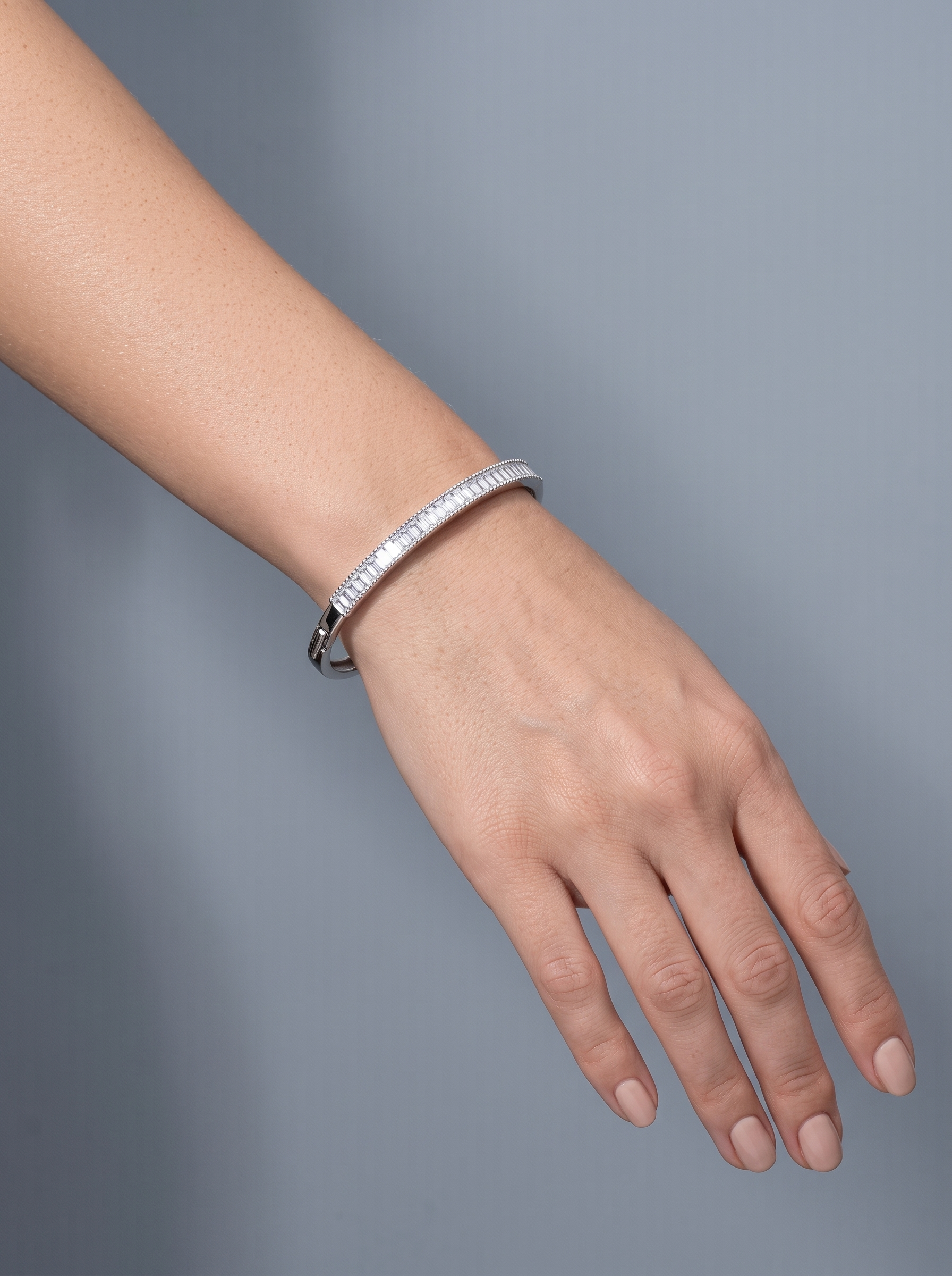 Divara Beatrix Bangle, sterling silver 925 cubic zirconia bracelet