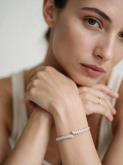 Divara Celestine Bangle, sterling silver 925 cubic zirconia bracelet