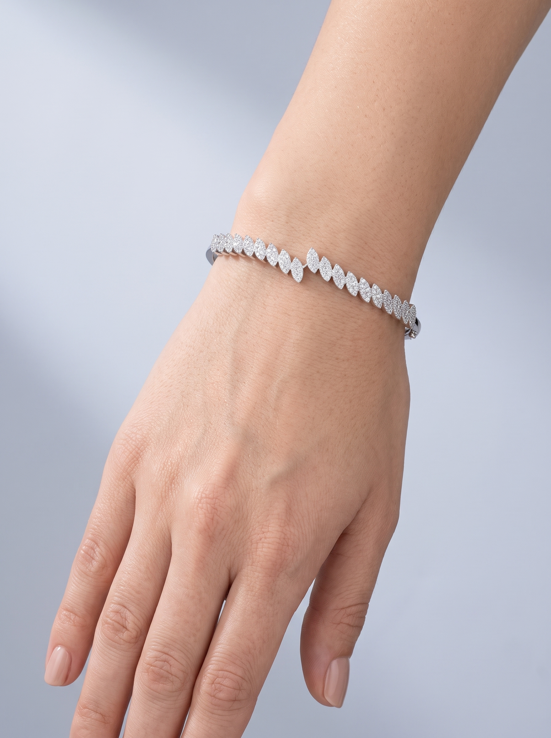 Divara Celestine Bangle, sterling silver 925 cubic zirconia bracelet