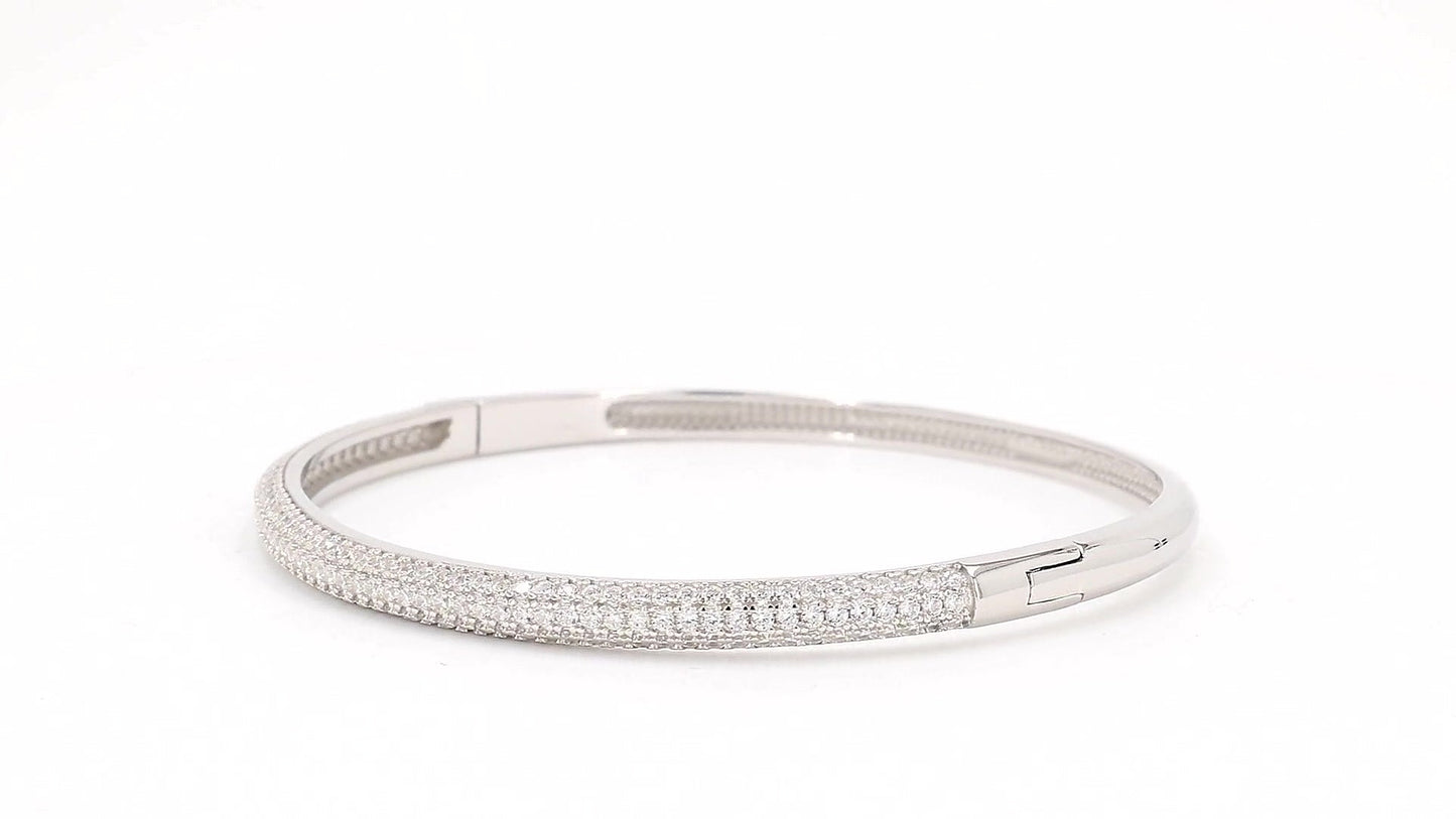 Divara Dahlia Bangle, sterling silver 925 cubic zirconia bracelet