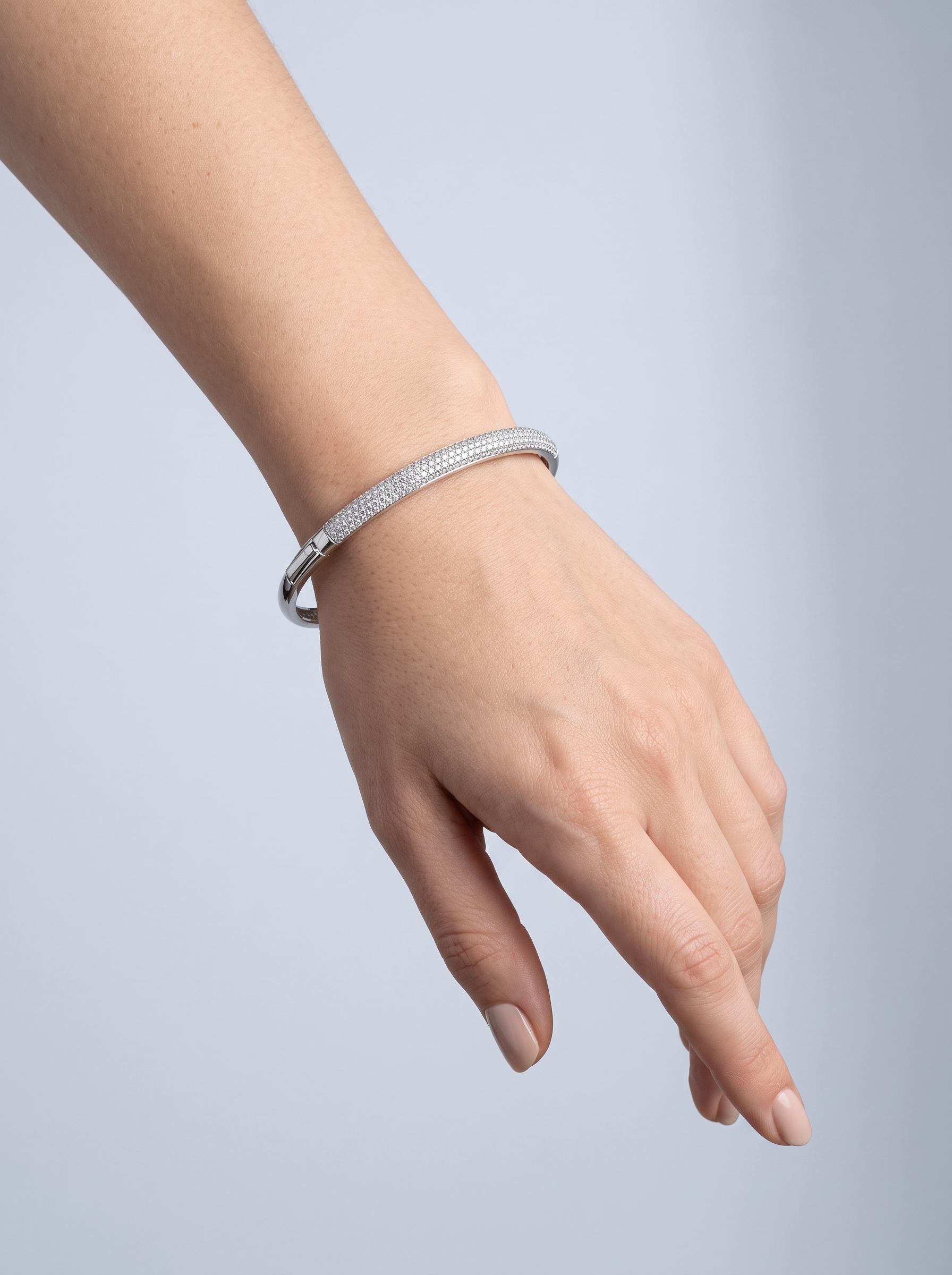 Divara Dahlia Bangle, sterling silver 925 cubic zirconia bracelet