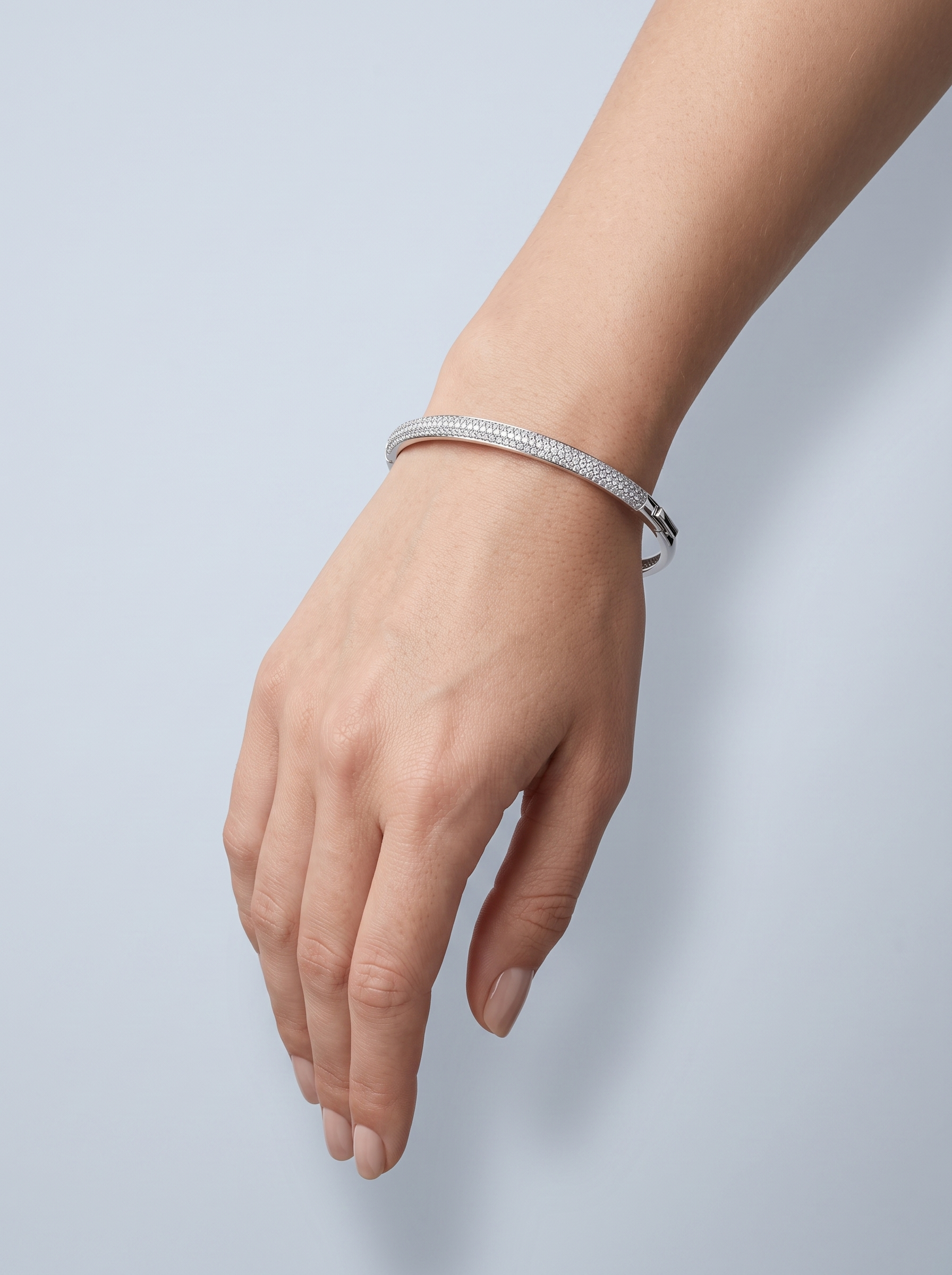 Divara Dahlia Bangle, sterling silver 925 cubic zirconia bracelet