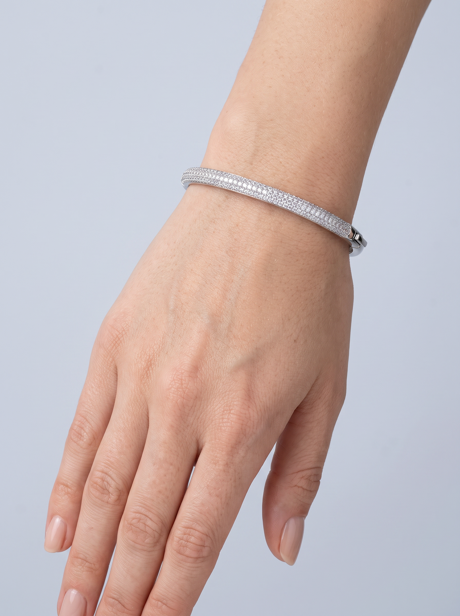 Divara Dahlia Bangle, sterling silver 925 cubic zirconia bracelet