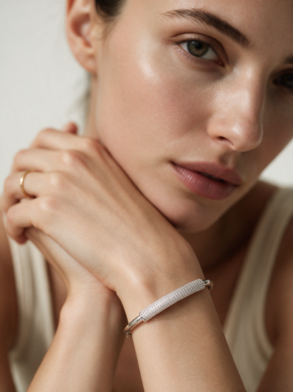 Divara Fenella Bangle, sterling silver 925 cubic zirconia bracelet