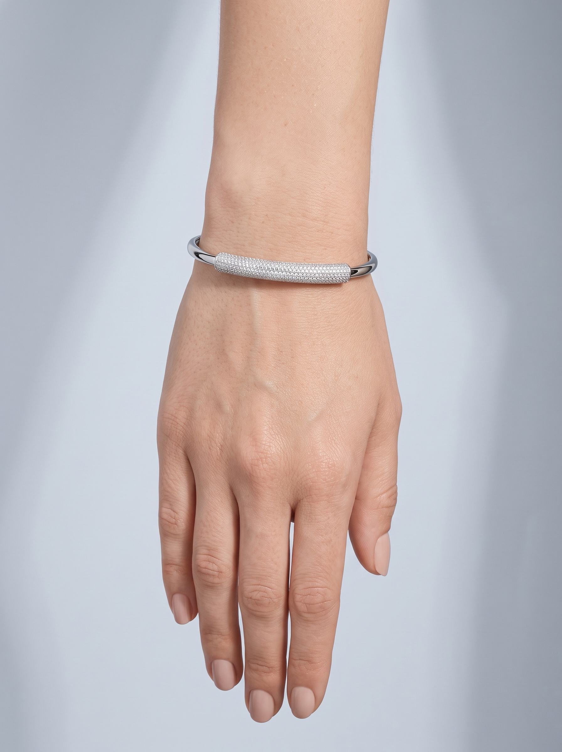Divara Fenella Bangle, sterling silver 925 cubic zirconia bracelet