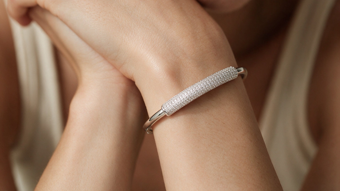 Divara Fenella Bangle, sterling silver 925 cubic zirconia bracelet