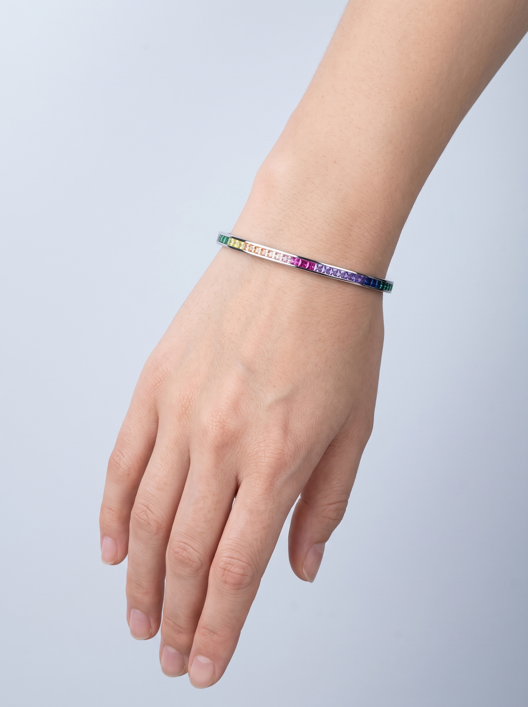 Divara Harlow Bangle, sterling silver 925 cubic zirconia bracelet