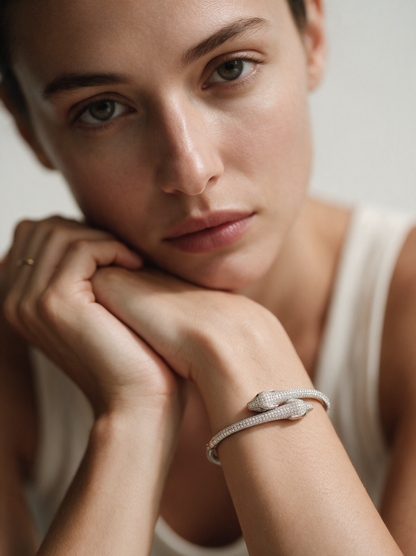 Divara Imogen Bangle, sterling silver 925 cubic zirconia bracelet