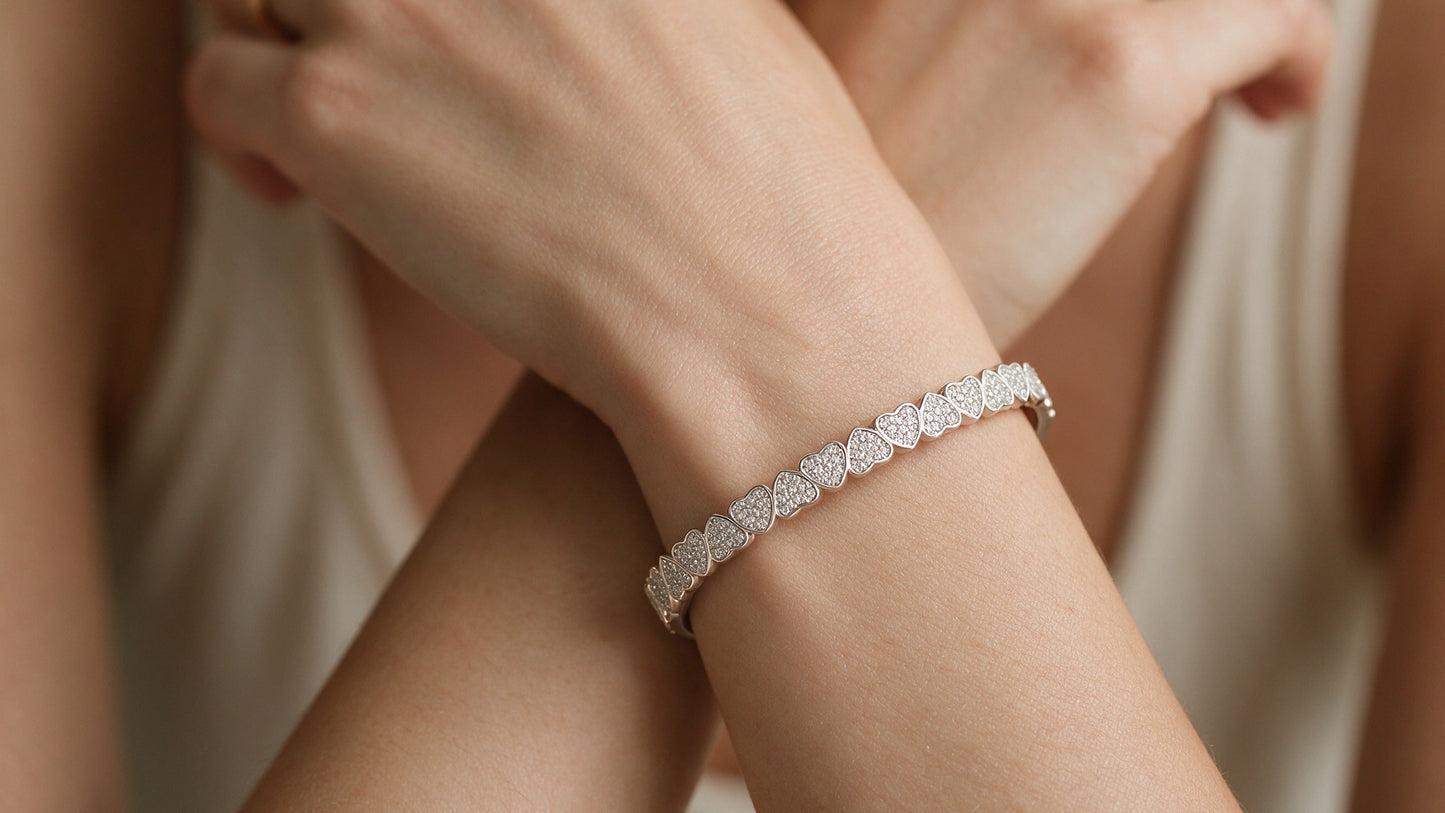 Divara Josephine Bangle, sterling silver 925 cubic zirconia bracelet