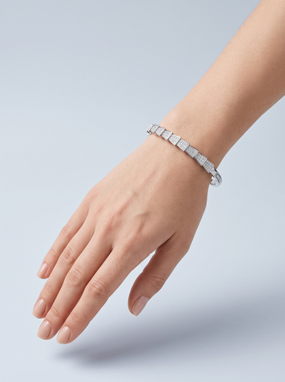 Divara Marguerite Bangle, sterling silver 925 cubic zirconia bracelet
