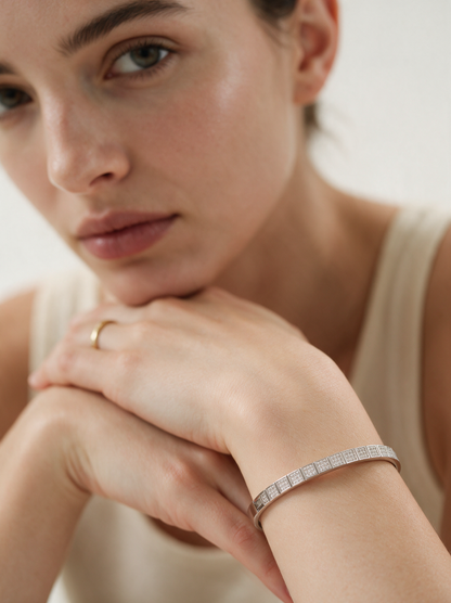 Divara Nadia Bangle, sterling silver 925 cubic zirconia bracelet