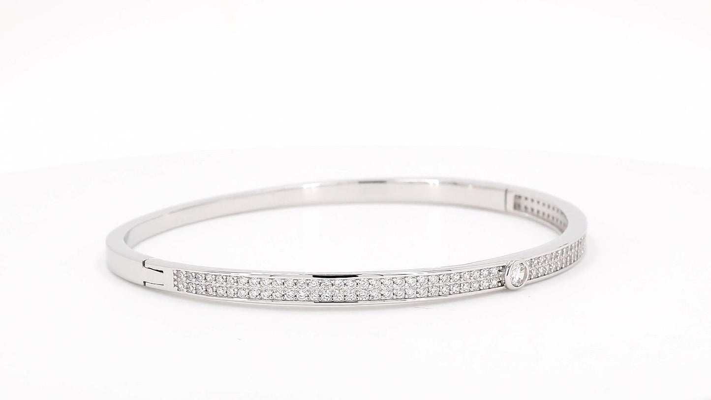 Divara Petra Bangle, sterling silver 925 cubic zirconia bracelet