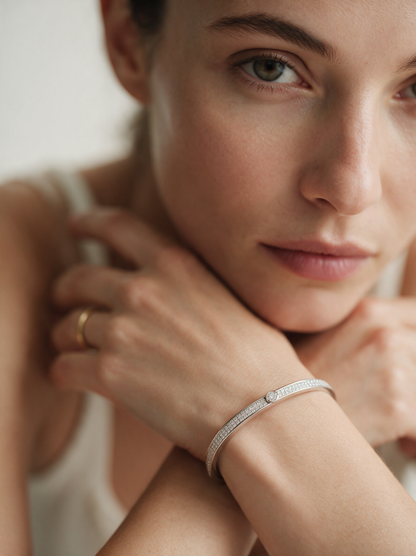 Divara Petra Bangle, sterling silver 925 cubic zirconia bracelet