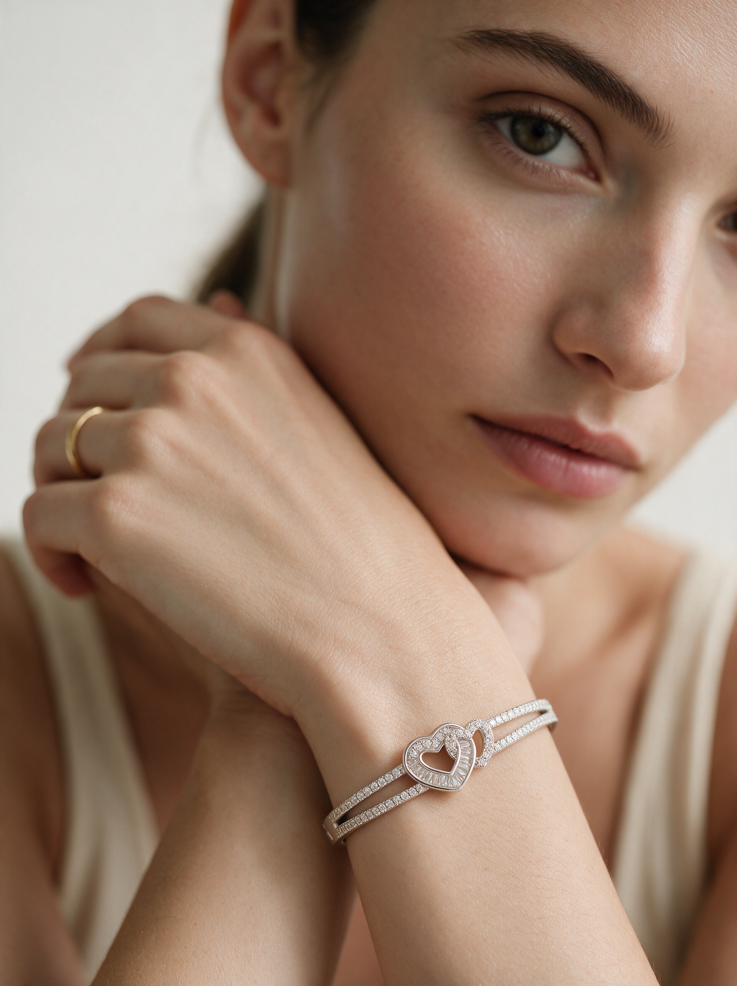 Divara Romy Bangle, sterling silver 925 cubic zirconia bracelet
