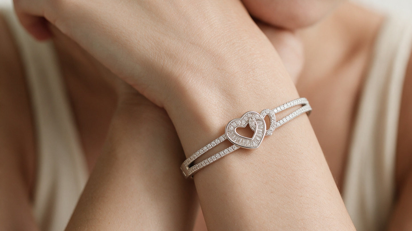 Divara Romy Bangle, sterling silver 925 cubic zirconia bracelet