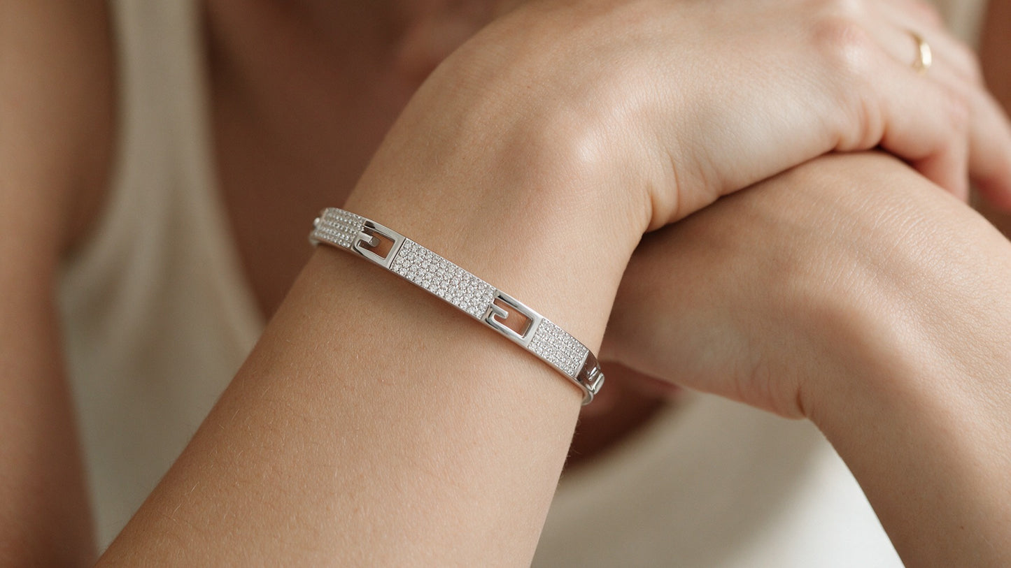 Divara Sylvie Bangle, sterling silver 925 cubic zirconia bracelet
