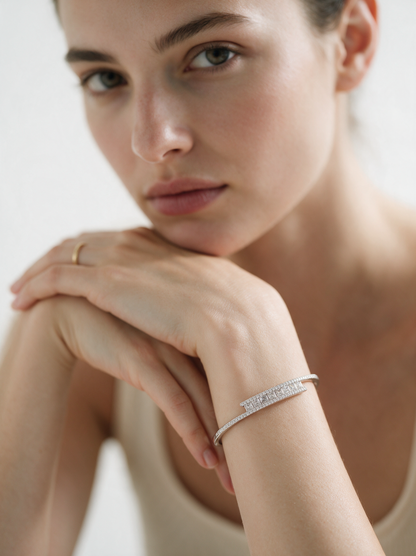 Divara Valentina Bangle, sterling silver 925 cubic zirconia bracelet