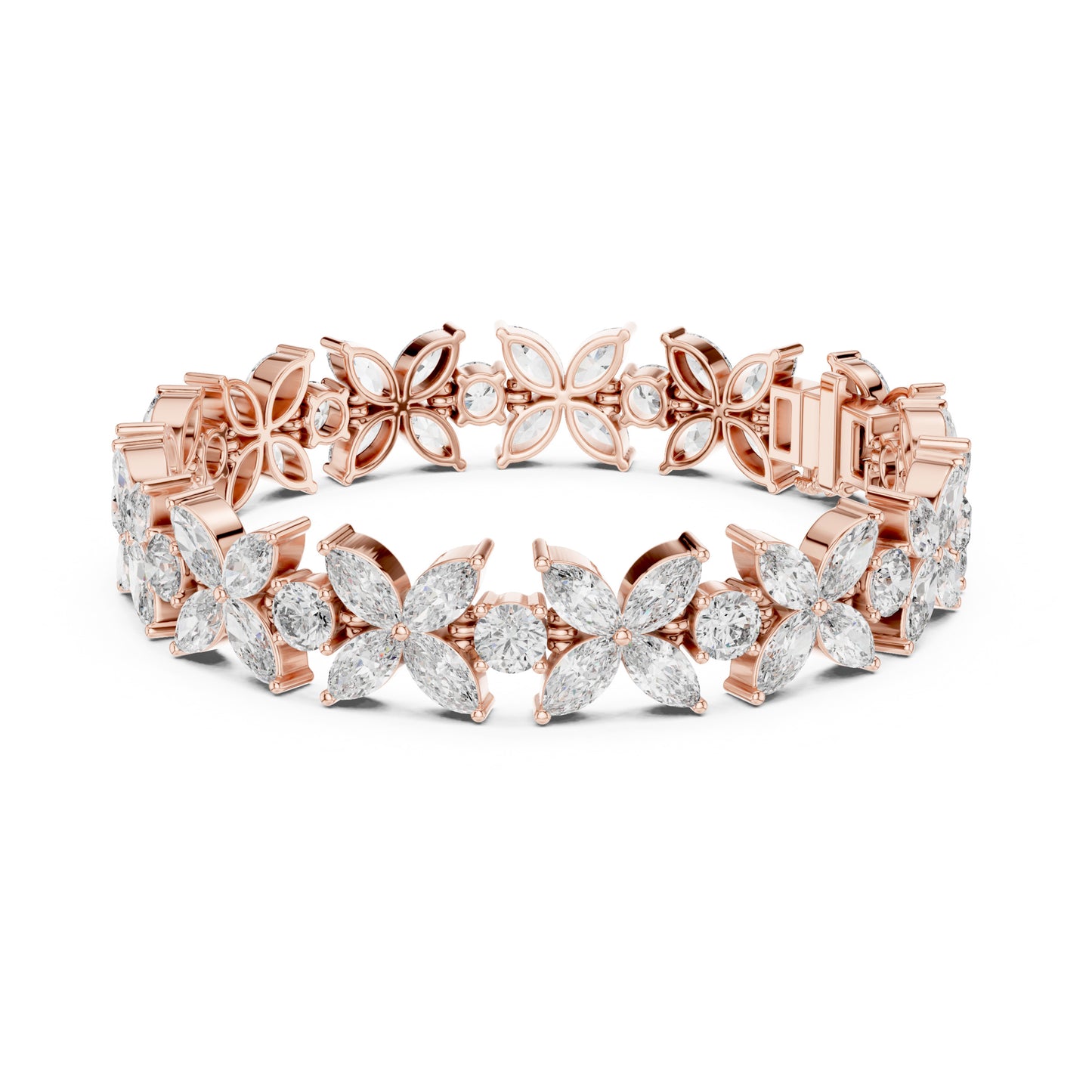 Flora 15 Carat Round Lab Grown Diamond Tennis Bracelet