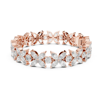 Flora 15 Carat Round Lab Grown Diamond Tennis Bracelet