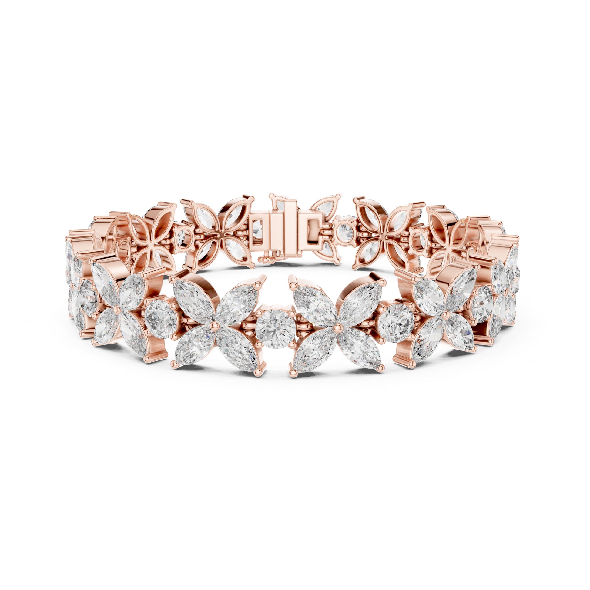 Flora 15 Carat Round Lab Grown Diamond Tennis Bracelet