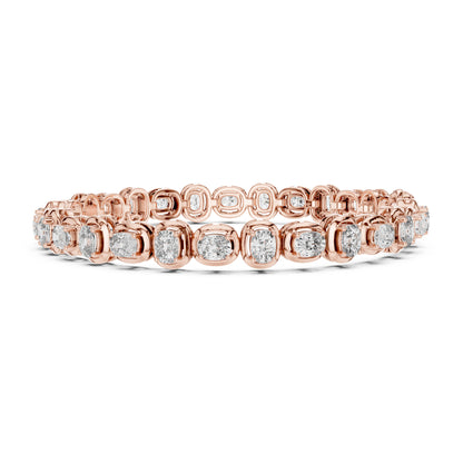 Aurora 7 Carat Cushion Lab Grown Diamond Bezel Tennis Bracelet