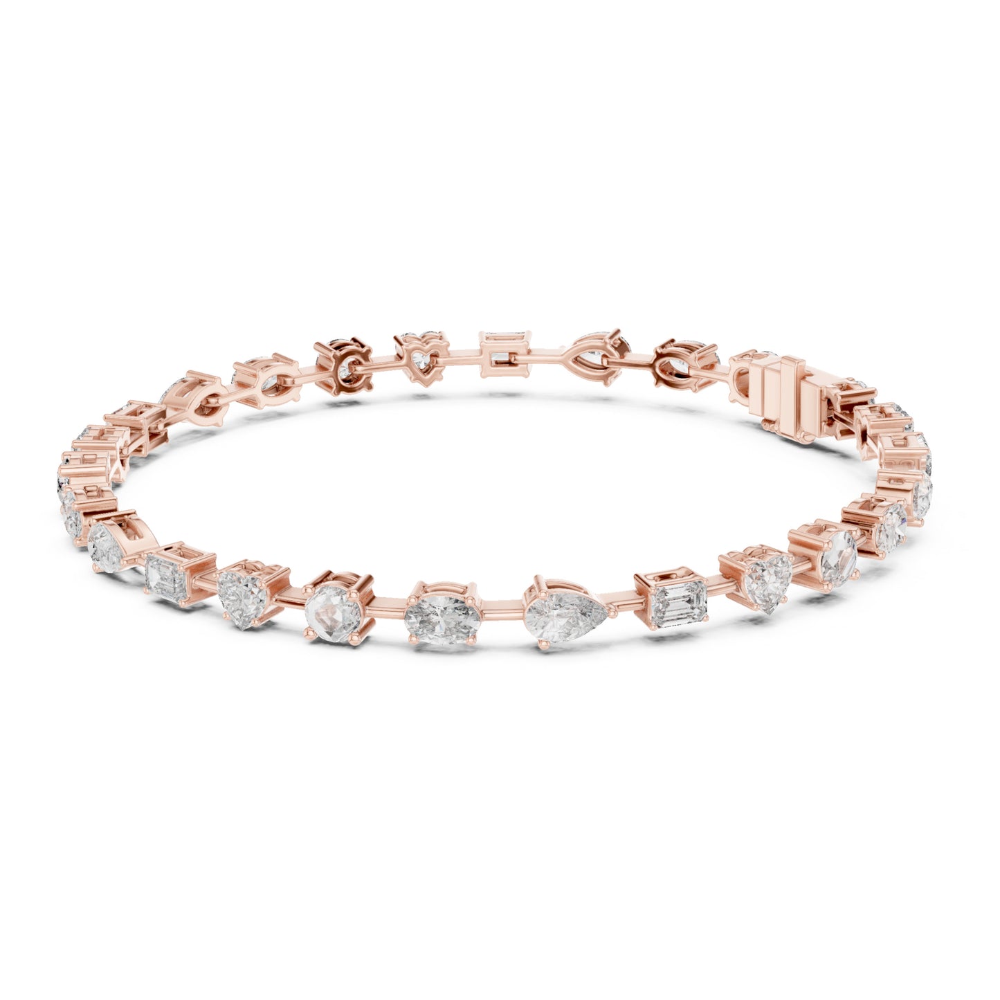 Aurora 4 Carat Round Lab Grown Diamond Heart Tennis Bracelet