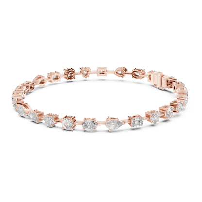 Aurora 4 Carat Round Lab Grown Diamond Heart Tennis Bracelet