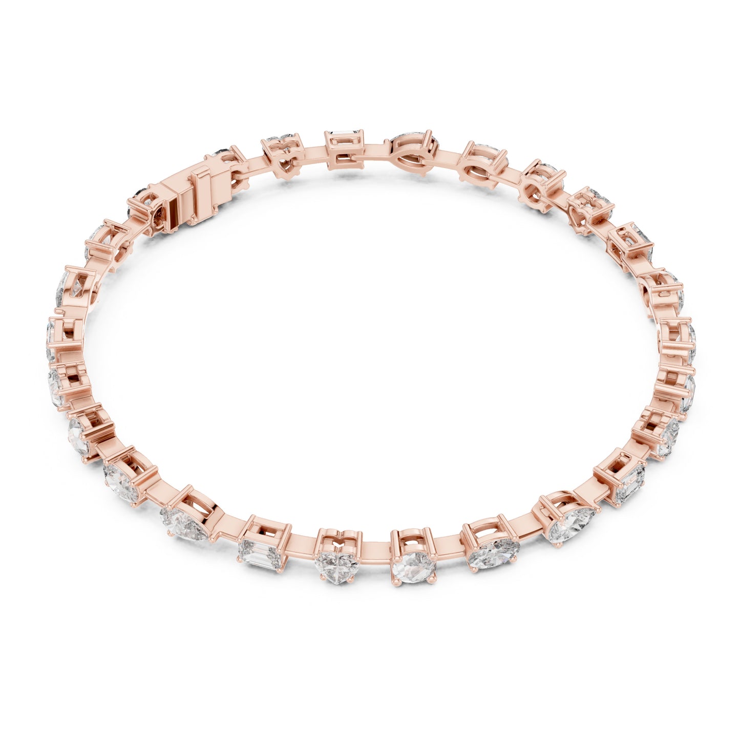 Aurora 4 Carat Round Lab Grown Diamond Heart Tennis Bracelet