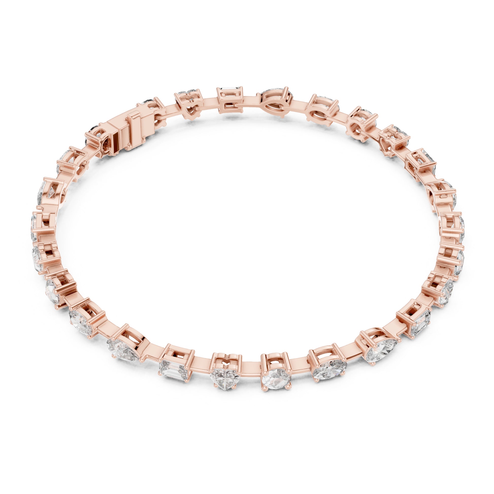 Aurora 4 Carat Round Lab Grown Diamond Heart Tennis Bracelet