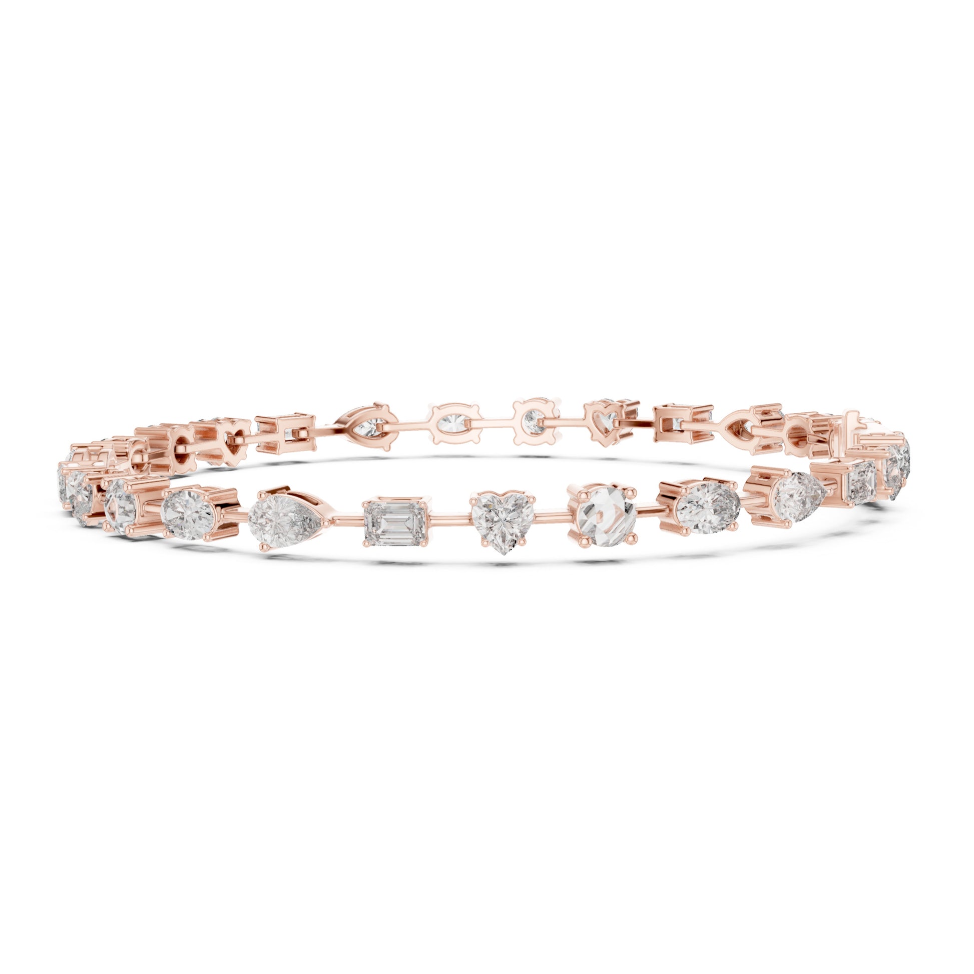 Aurora 4 Carat Round Lab Grown Diamond Heart Tennis Bracelet