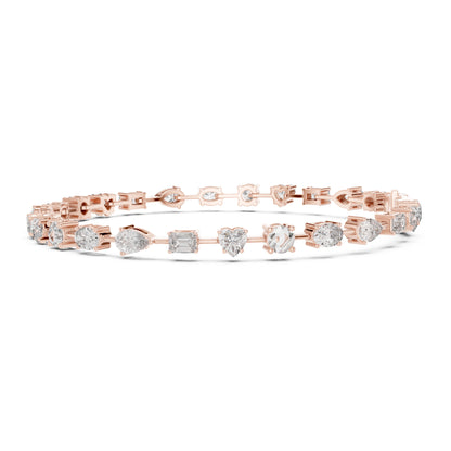 Aurora 4 Carat Round Lab Grown Diamond Heart Tennis Bracelet