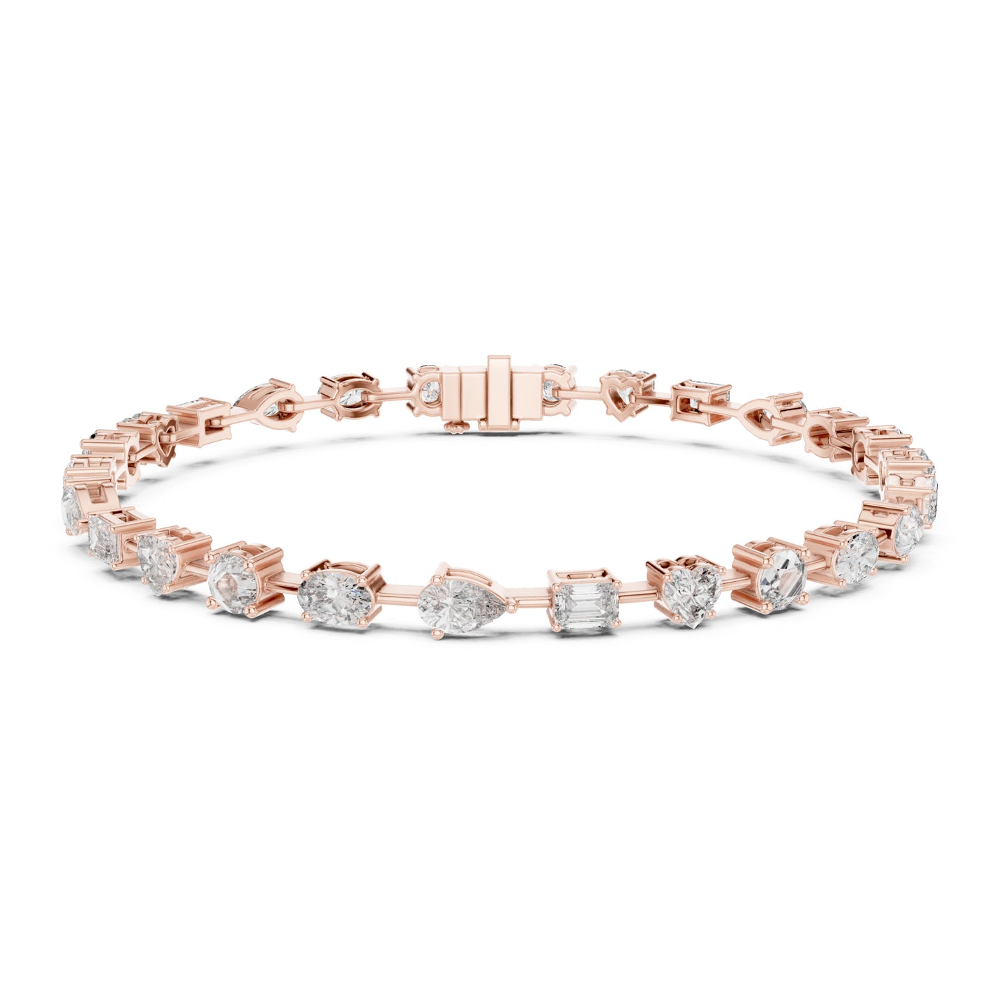 Aurora 4 Carat Round Lab Grown Diamond Heart Tennis Bracelet