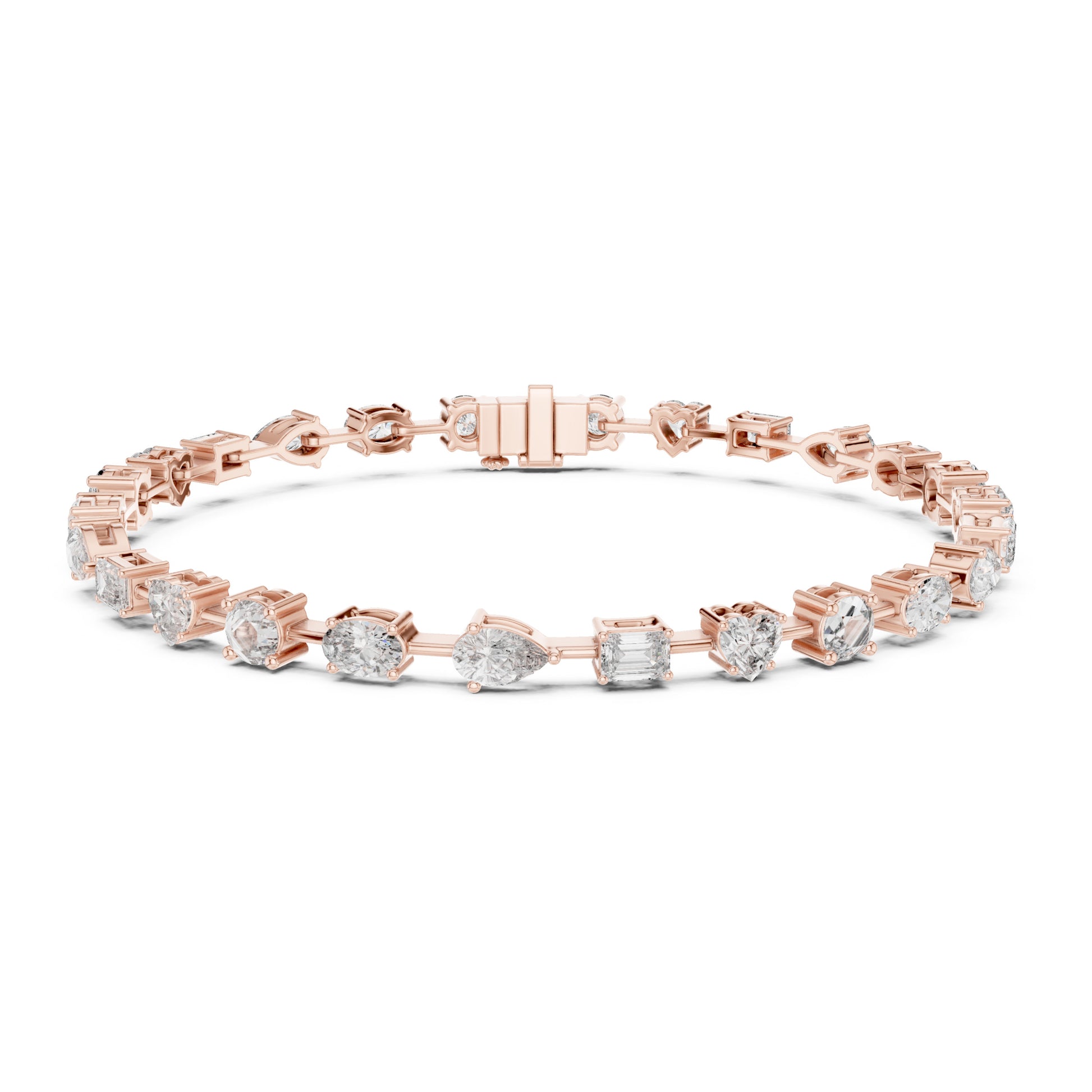 Aurora 4 Carat Round Lab Grown Diamond Heart Tennis Bracelet