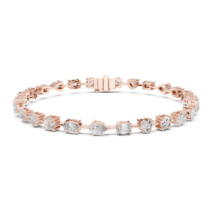 Aurora 4 Carat Round Lab Grown Diamond Heart Tennis Bracelet