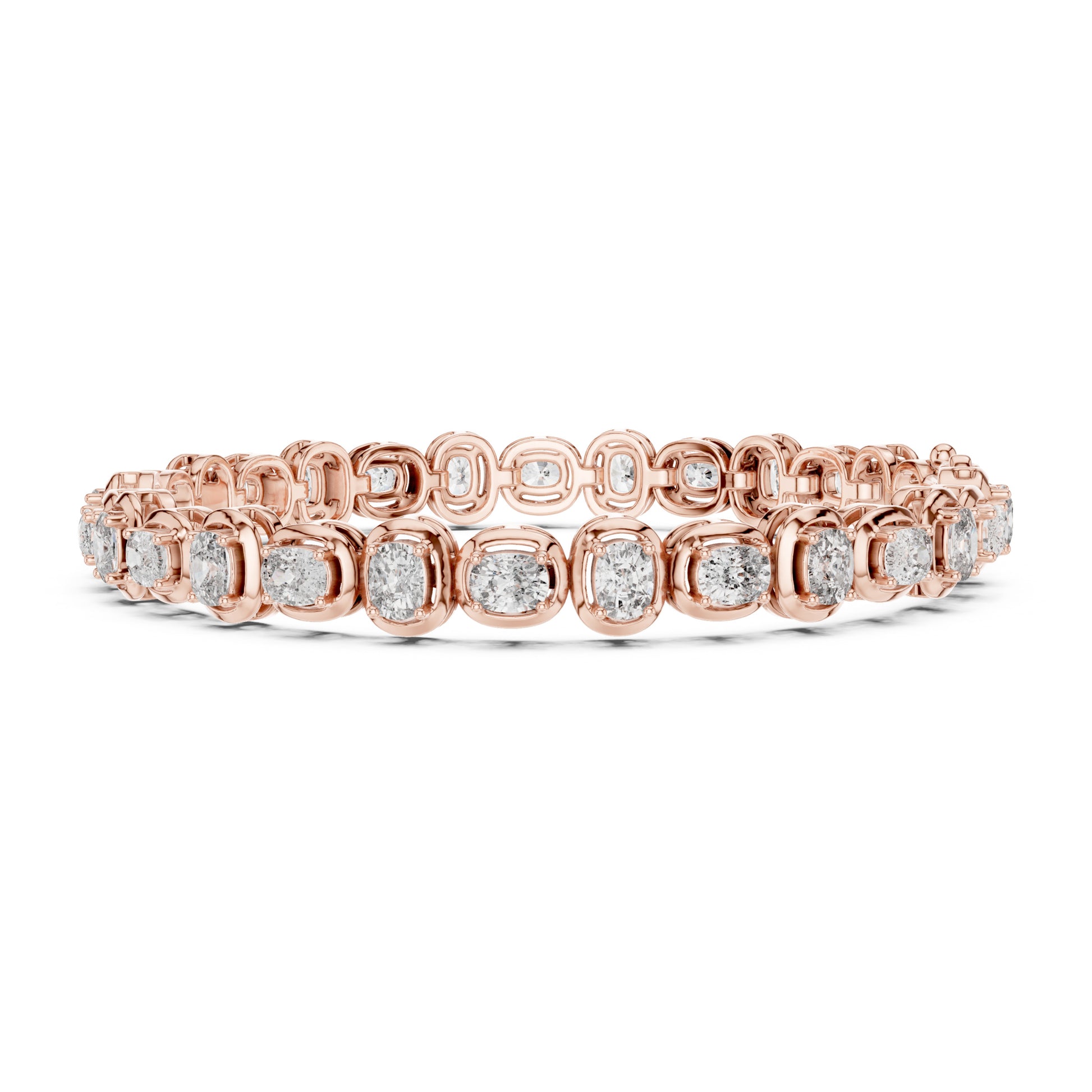 Aurora 7 Carat Cushion Lab Grown Diamond Collet Tennis Bracelet