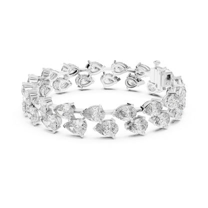 Aurora 25 Carat Pear Lab Grown Diamond Tennis Bracelet