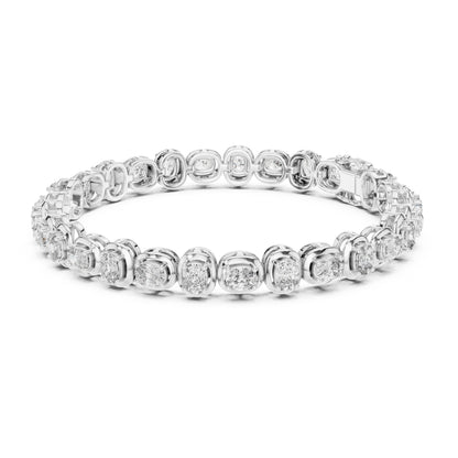 Aurora 7 Carat Cushion Lab Grown Diamond Bezel Tennis Bracelet