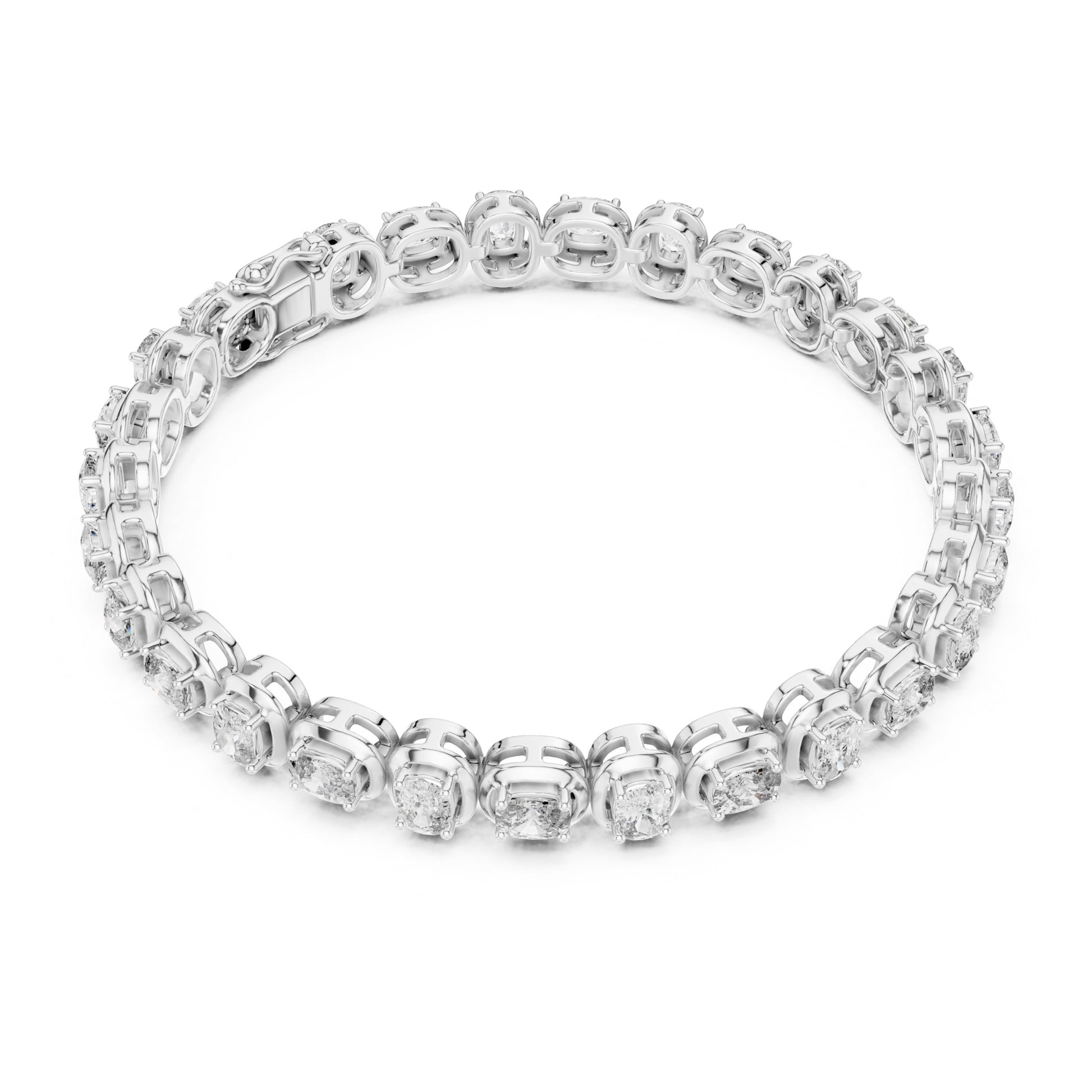 Aurora 7 Carat Cushion Lab Grown Diamond Bezel Tennis Bracelet