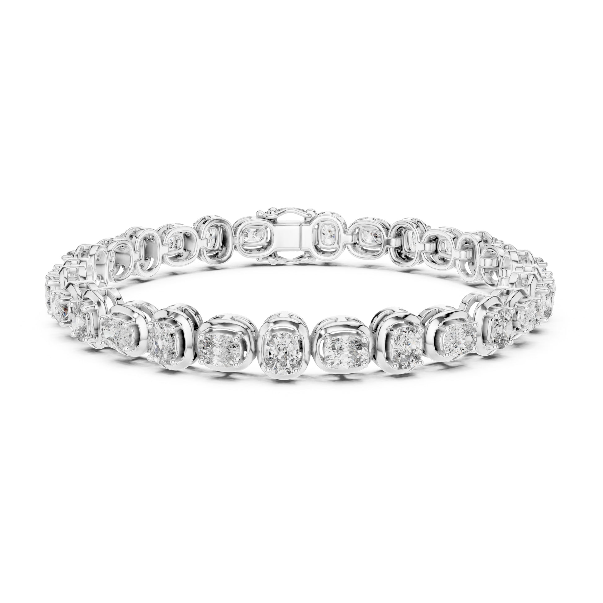 Aurora 7 Carat Cushion Lab Grown Diamond Bezel Tennis Bracelet