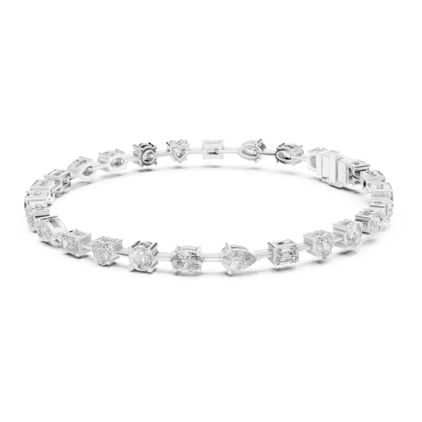 Aurora 4 Carat Round Lab Grown Diamond Heart Tennis Bracelet