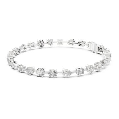 Aurora 4 Carat Round Lab Grown Diamond Heart Tennis Bracelet