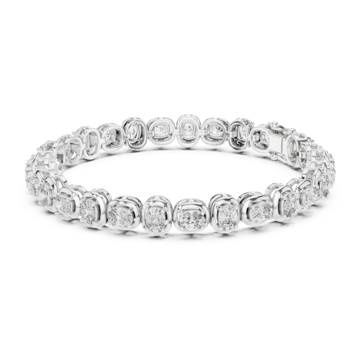 Aurora 7 Carat Cushion Lab Grown Diamond Collet Tennis Bracelet