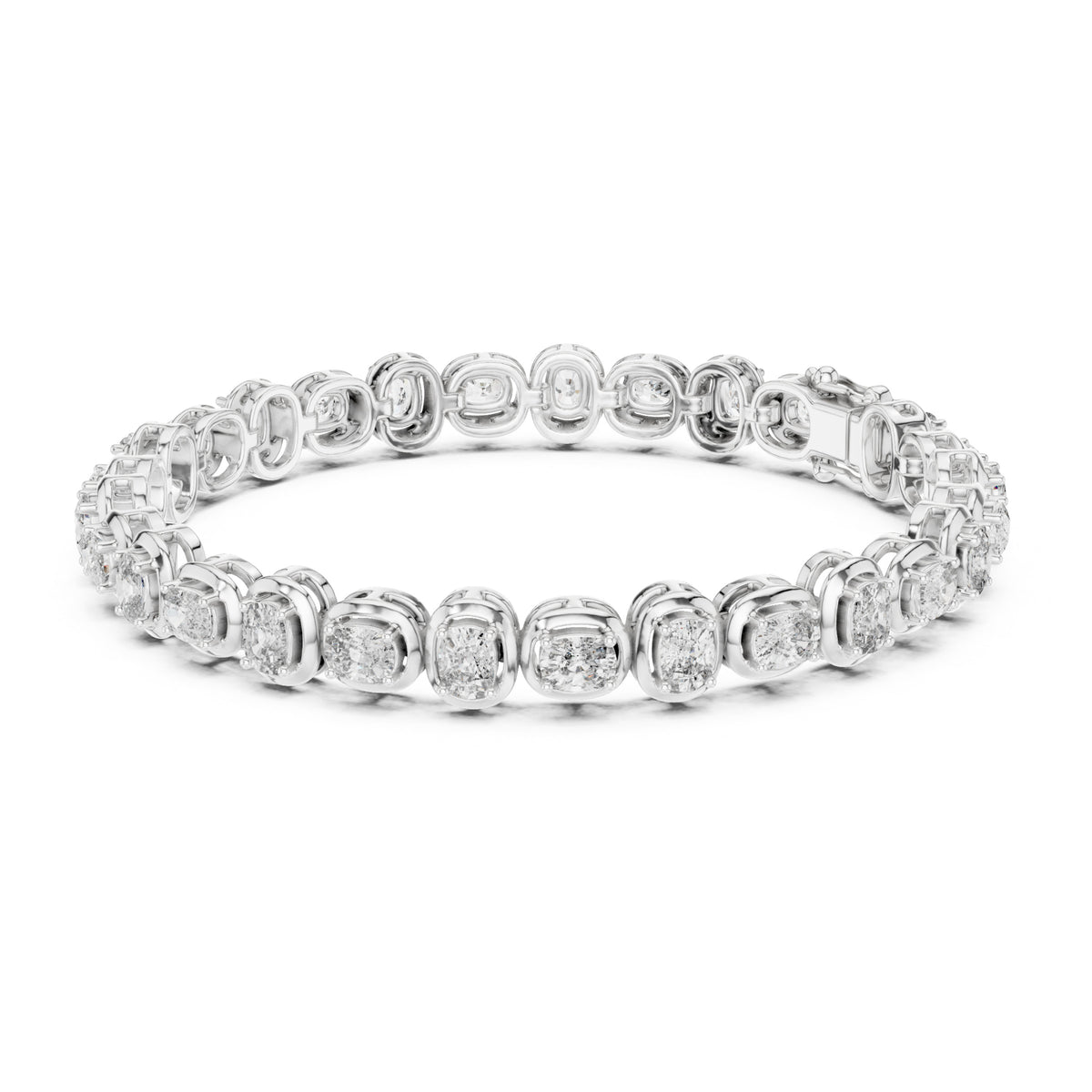 Aurora 7 Carat Cushion Lab Grown Diamond Collet Tennis Bracelet