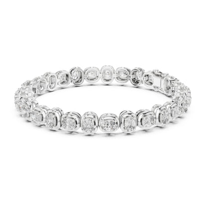 Aurora 7 Carat Cushion Lab Grown Diamond Collet Tennis Bracelet