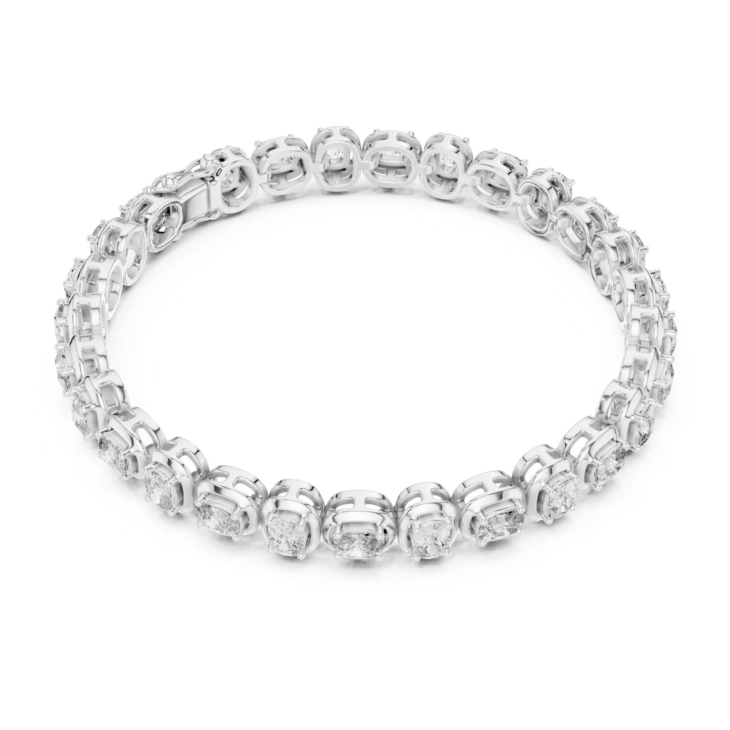 Aurora 7 Carat Cushion Lab Grown Diamond Collet Tennis Bracelet