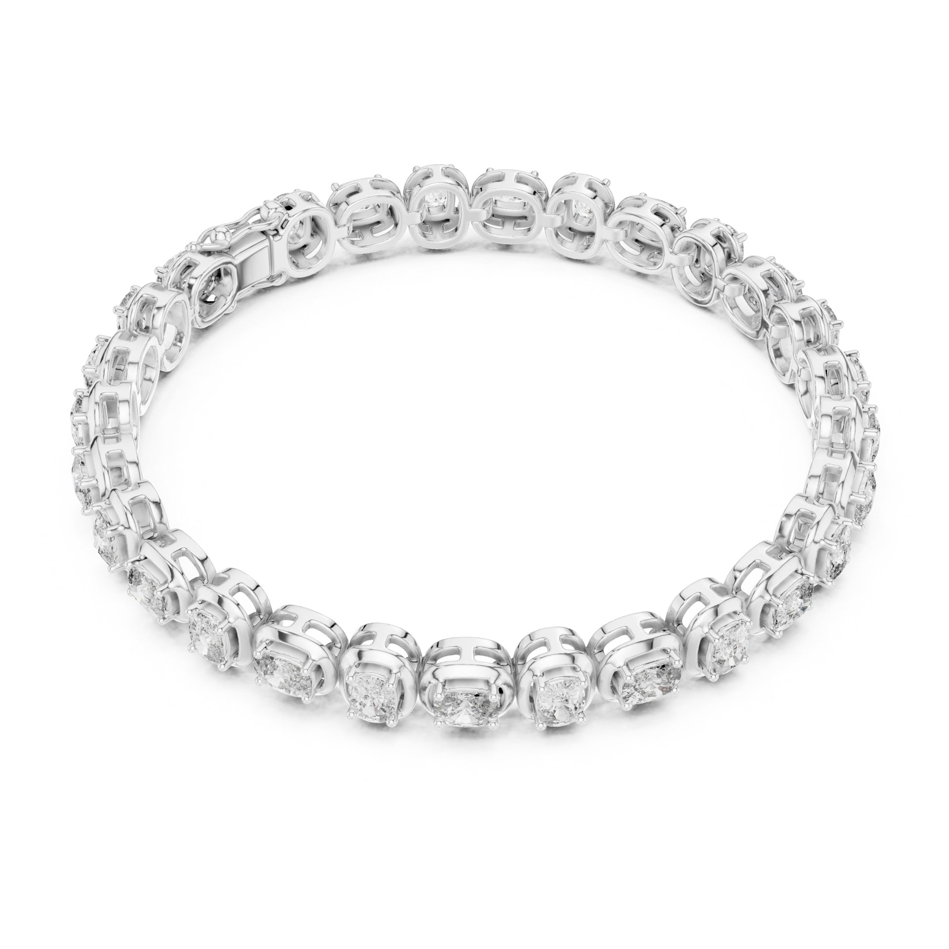 Aurora 7 Carat Cushion Lab Grown Diamond Collet Tennis Bracelet