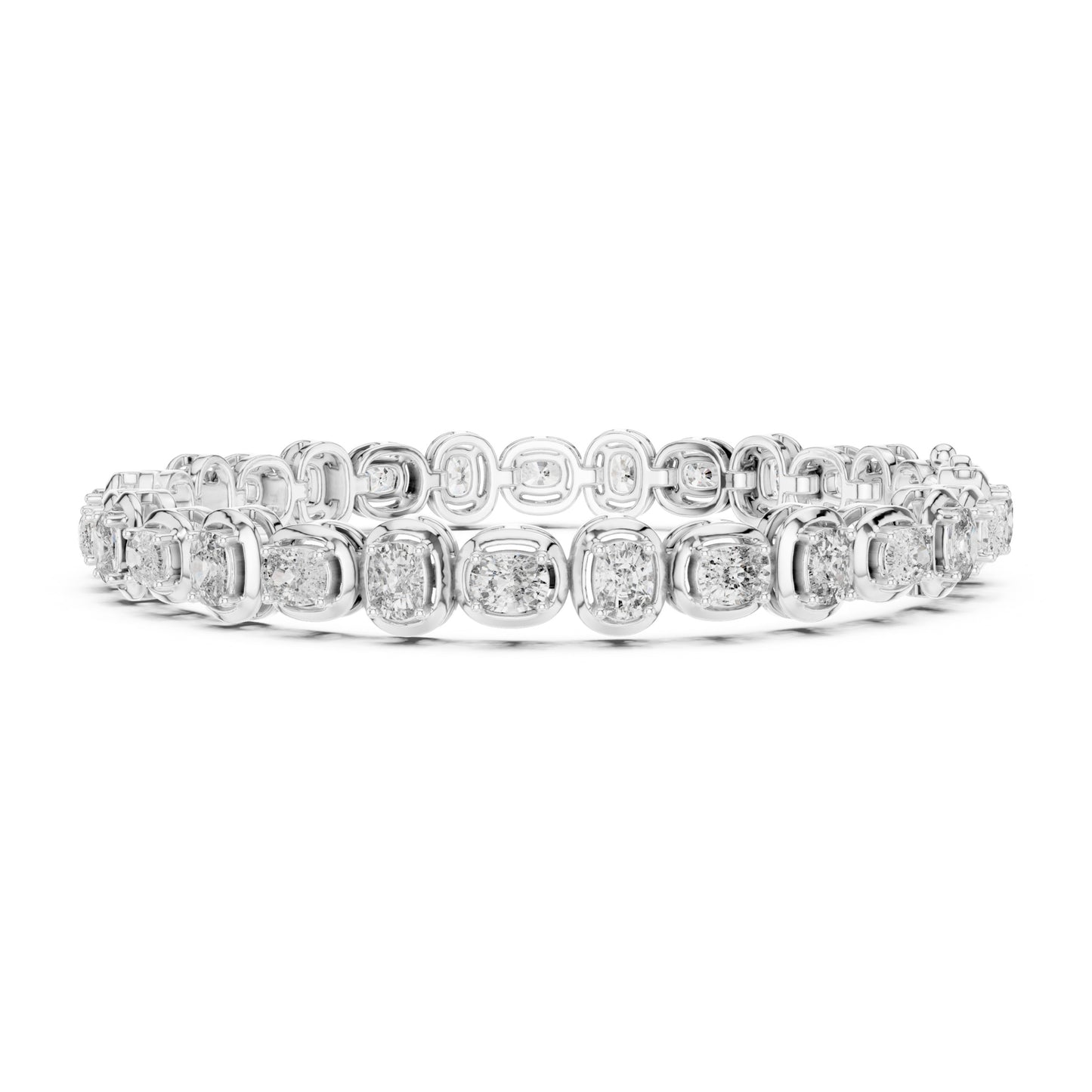 Aurora 7 Carat Cushion Lab Grown Diamond Collet Tennis Bracelet