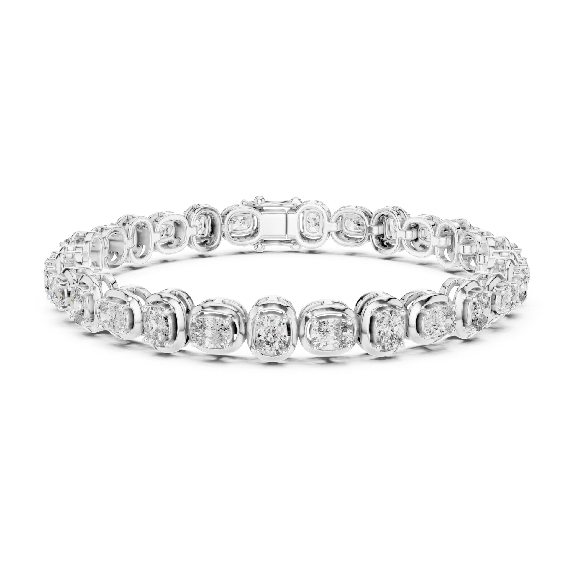 Aurora 7 Carat Cushion Lab Grown Diamond Collet Tennis Bracelet