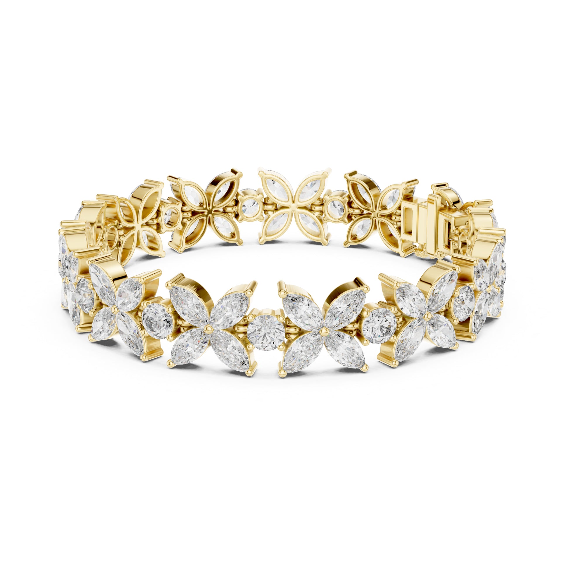 Flora 15 Carat Round Lab Grown Diamond Tennis Bracelet
