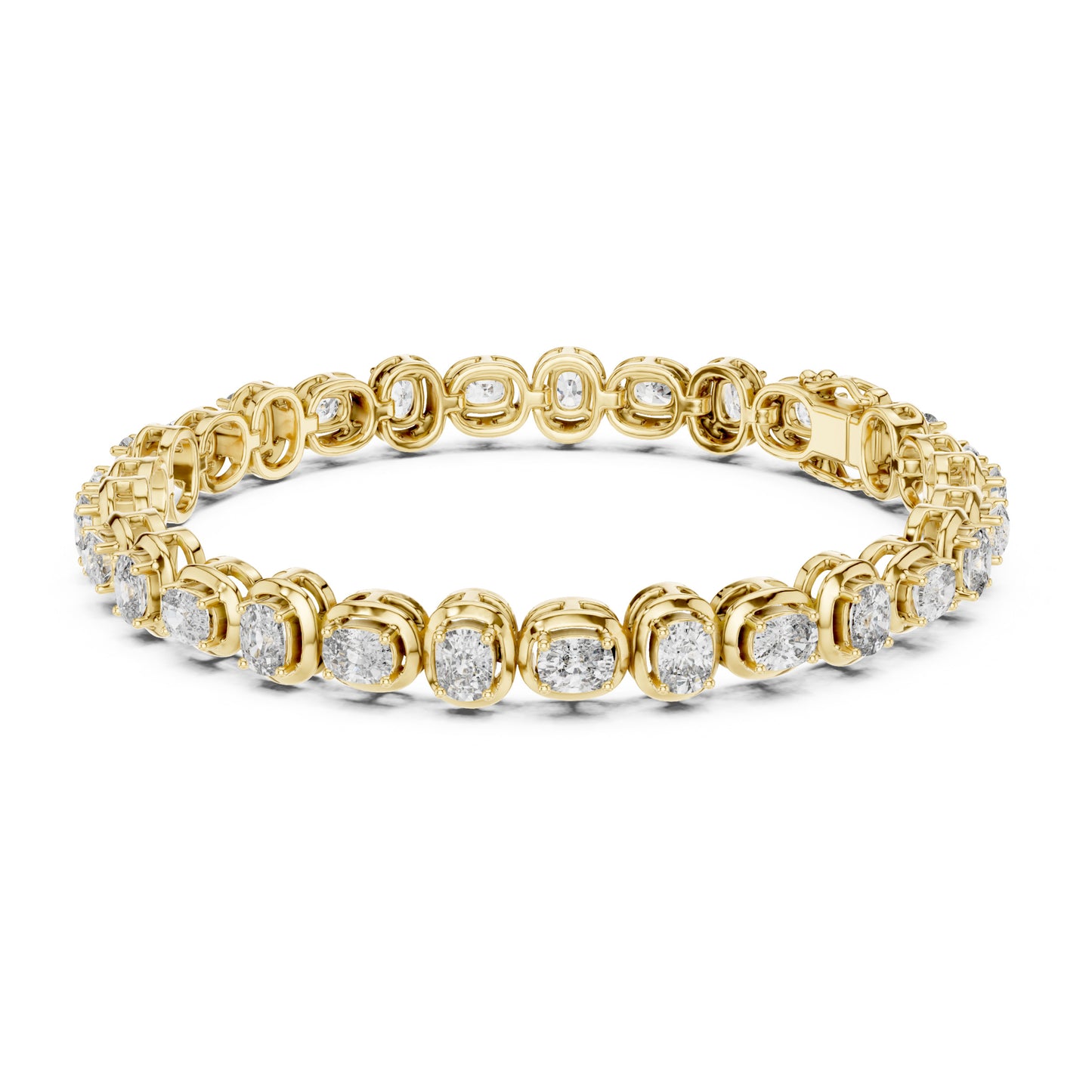 Aurora 7 Carat Cushion Lab Grown Diamond Bezel Tennis Bracelet